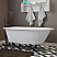 Cast-Iron Rolled Rim Clawfoot Tub 55" X 30" with no Faucet Drillings and Complete Polished Chrome Modern Freestanding Tub Filler with Hand Held Shower Assembly with Plumbing Package Options