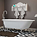 Cast-Iron Rolled Rim Clawfoot Tub 61" X 30" with no Faucet Drillings and Complete Polished Chrome Modern Freestanding Tub Filler with Hand Held Shower Assembly Plumbing Package