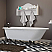 Cast-Iron Rolled Rim Clawfoot Tub 61" X 30" with 3 3/8" Bathtub Wall Faucet Drillings and English Telephone Style Faucet Complete Polished Chrome Plumbing Package