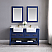 Issac Edwards Collection 60" Double Bathroom Vanity Set in Jewelry Blue and Composite Carrara White Stone Top with White Farmhouse Basin without Mirror