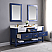 Issac Edwards Collection 72" Double Bathroom Vanity Set in Jewelry Blue and Composite Carrara White Stone Top with White Farmhouse Basin without Mirror