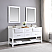 Issac Edwards Collection 72" Double Bathroom Vanity Set in White and Composite Carrara White Stone Top with White Farmhouse Basin without Mirror