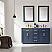 Issac Edwards Collection 60" Double Bathroom Vanity Set in Royal Blue and Carrara White Marble Countertop without Mirror