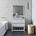 36" Floor Standing Modern Bathroom Vanity w/ Open Bottom & Mirror in Rustic White