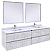 72" Wall Hung Double Sink Modern Bathroom Vanity w/ Mirrors in Rustic White