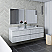 72" Wall Hung Double Sink Modern Bathroom Vanity w/ Mirrors in Rustic White