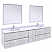 84" Wall Hung Double Sink Modern Bathroom Vanity w/ Mirrors in Rustic White