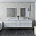 84" Wall Hung Double Sink Modern Bathroom Vanity w/ Mirrors in Rustic White