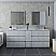 84" Floor Standing Double Sink Modern Bathroom Vanity w/ Mirrors in Rustic White