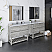 84" Floor Standing Double Sink Modern Bathroom Vanity w/ Open Bottom & Mirrors in Ash