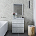 30" Floor Standing Modern Bathroom Vanity w/ Mirror in Rustic White