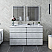 60" Floor Standing Double Sink Modern Bathroom Vanity w/ Mirrors in Rustic White