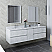 72" Wall Hung Double Sink Modern Bathroom Vanity w/ Mirrors in Rustic White Finish