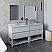 72" Floor Standing Open Bottom Double Sink Modern Bathroom Cabinet w/ Top & Sinks in Rustic White