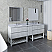 84" Floor Standing Open Bottom Double Sink Modern Bathroom Cabinet w/ Top & Sinks in Rustic White
