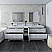 84" Floor Standing Open Bottom Double Sink Modern Bathroom Cabinet w/ Top & Sinks in Rustic White