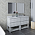 60" Floor Standing Open Bottom Double Sink Modern Bathroom Cabinet w/ Top & Sinks in Rustic White