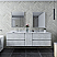 72" Wall Hung Double Sink Modern Bathroom Cabinet w/ Top & Sinks in Rustic White Finish