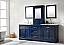 96" Bath Vanity in Blue with Carrara Marble Vanity Top in White with White Basin