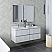 48" Wall Hung Double Sink Modern Bathroom Cabinet w/ Top & Sinks in Rustic White