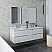 60" Wall Hung Double Sink Modern Bathroom Cabinet w/ Top & Sinks in Rustic White Finish