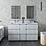 60" Floor Standing Double Sink Modern Bathroom Cabinet w/ Top & Sinks in Rustic White Finish