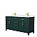 66" Double Bathroom Vanity in Green, Carrara Cultured Marble Countertop, Undermount Square Sinks, Brushed Gold Trim
