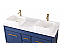 60" Blue Double Vessel Sink Bathroom Vanity White Quartz Countertop with Backsplash