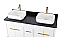 60" White Bathroom Vanity Double Vessel Sink, White Quartz Countertop with Backsplash