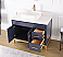 42" Modern Style Navy Blue Single Bathroom Vanity Vessel Sink, White Quartz Countertop with Backsplash