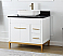 36" Modern Style White Single Bathroom Vanity Vessel Sink, White Quartz Countertop with Backsplash