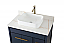 36" Modern Style Navy Blue Single Bathroom Vanity Vessel Sink, White Quartz Countertop with Backsplash