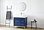 36" Modern Style Blue Single Bathroom Vanity Vessel Sink, White Quartz Countertop with Backsplash