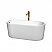 59" Freestanding Bathtub in White with Polished Chrome Trim and Floor Mounted Faucet in Brushed Gold Finish