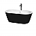60" Freestanding Bathtub in Black with White Interior with Polished Chrome Trim and Floor Mounted Faucet in Matte Black