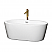 60" Freestanding Bathtub in White with Polished Chrome Trim and Floor Mounted Faucet in Brushed Gold