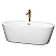 67" Freestanding Bathtub in White with Floor Mounted Faucet in Brushed Gold and Polished Chrome Trim