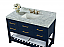 48" Single Sink Bath Vanity Set in Heritage Blue with Italian Carrara White Marble Vanity top and White Undermount Basin with Gold Hardware