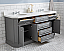 72" Traditional Collection Quartz Carrara Cashmere Grey Bathroom Vanity Set With Hardware in Chrome Finish