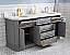 72" Traditional Collection Quartz Carrara Cashmere Grey Bathroom Vanity Set With Hardware in Satin Gold Finish