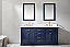 Transitional 72" Double Sink Vanity with 1" Thick White Quartz Countertop in Blue Finish