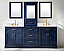 84" Bath Vanity in Blue with 1" Thick White Quartz Countertop in White with White Basin