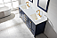Modern 72" Double Sink Vanity with 1" Thick White Quartz Countertop in Blue Finish