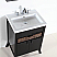 24" Single Sink Vanity in Rich Espresso Finish Seamless Integral Ceramic Sink Top with Mirror Option