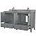 61" Double Sink Vanity in Light Grey Finish Engineer Stone Quartz Top with Mirror Option