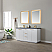 60" Double Sink Bath Vanity in White with Grey Sintered Stone Countertop