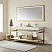 72" Double Sink Bath Vanity in Brushed Gold Metal Support with White Sintered Stone Top