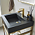 24" Single Sink Bath Vanity in Brushed Gold Metal Support with Black One-Piece Composite Stone Sink Top