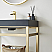 36" Single Sink Bath Vanity in Brushed Gold Metal Support with Black One-Piece Composite Stone Sink Top