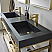 60M" Double Sink Bath Vanity in Brushed Gold Metal Support with Black One-Piece Composite Stone Sink Top